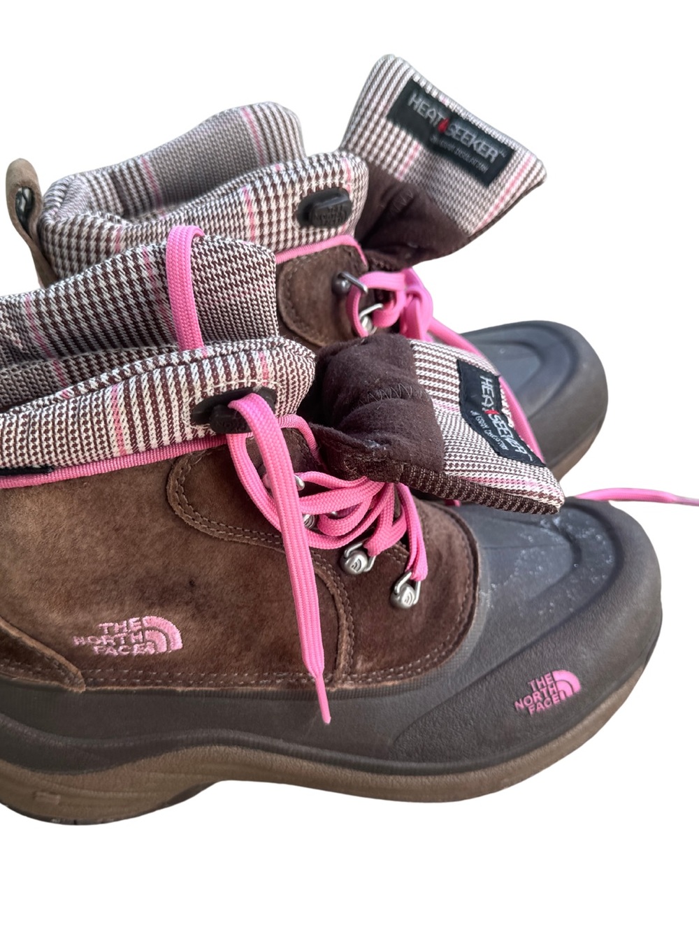 The North Face Brown Suede Boots with Pink Accents